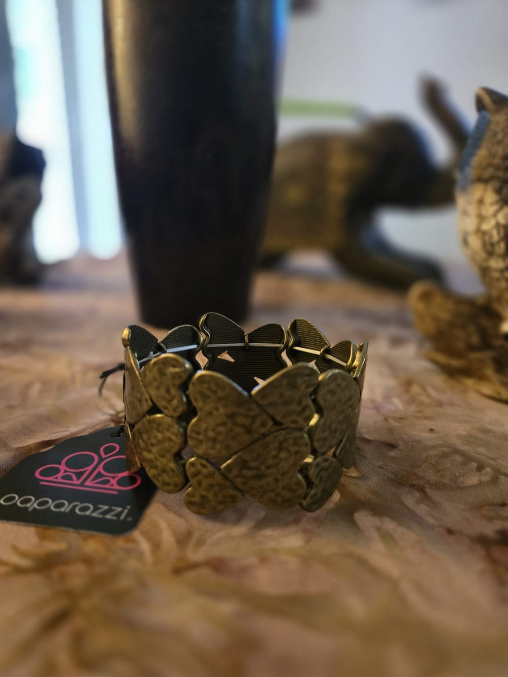 Paparazzi Textured Gold Heart Link Stretch Bracelet